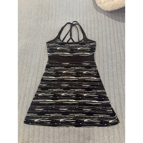 Soybu Womens Athletic Strappy Back A-Line Dress Black & White Print - Picture 1 of 7